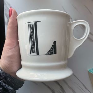 Anthropologie letter L classic coffee mug